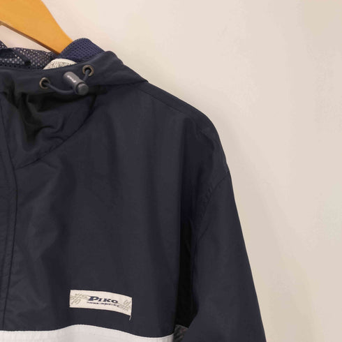 ピコ PIKO 00S ロゴ刺繍 裏地メッシュ スイッチング カラー ハーフジップ アノラック パーカー 裾 ドローコード Y2K メンズ import:M