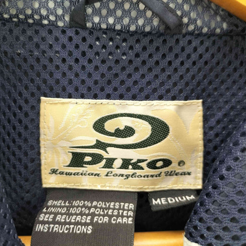 ピコ PIKO 00S ロゴ刺繍 裏地メッシュ スイッチング カラー ハーフジップ アノラック パーカー 裾 ドローコード Y2K メンズ import:M