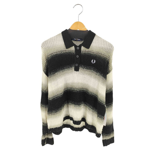 フレッドペリー FRED PERRY Striped Open-Knit Shirt レディース UK10