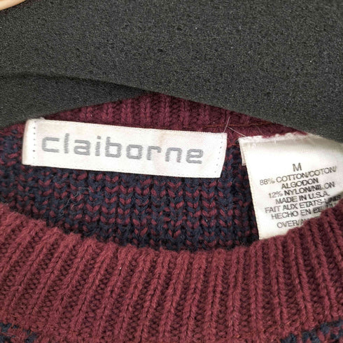 クレイボーン Claiborne 90S USA製 総柄 コットンニット メンズ import:M