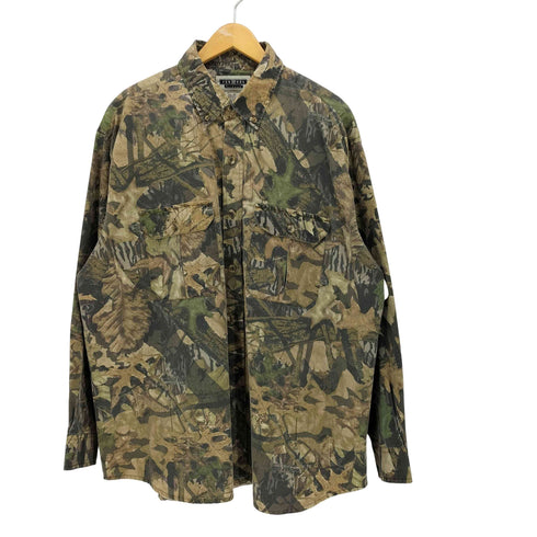 ジャージーズ JERZEES 90-00S OUTDOORS リアルツリー カモ ボタンダウン L/S シャツ メンズ import:XL