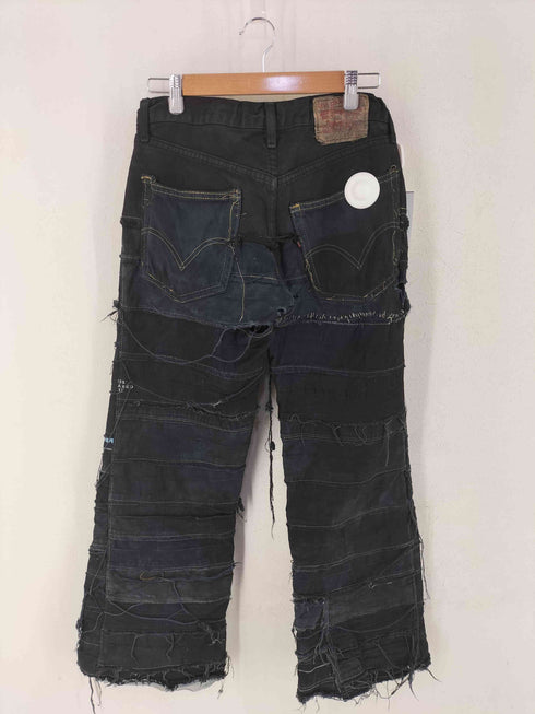 ブラックデニム パッチワーク リメイク パンツ メンズ