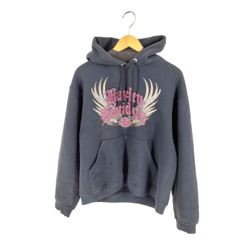 ハーレーダビッドソン HARLEY-DAVIDSON ビーズ装飾 プリント スウェット パーカー レディース import:M
