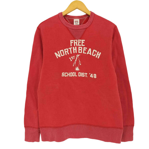 バーンズ アウト フィッターズ BARNS OUT FITTERS 両Vガゼット 4段プリント FREE NORTH BEACHクルーネック スウェット メンズ JPN:M