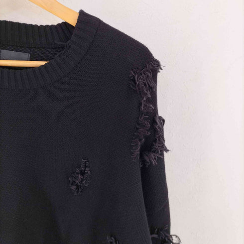 ダンケシェーン Danke Schon 23AW PREMIUM COTTON DAMAGE KNIT CREWNECK プレミアムコットンダメージクルーネックニット メンズ FREE