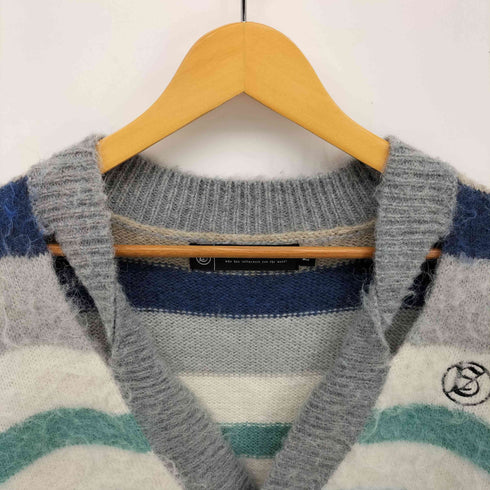 A GOOD BAD INFLUENCE Twisted Collar Multi Border Cardigan メンズ JPN:M