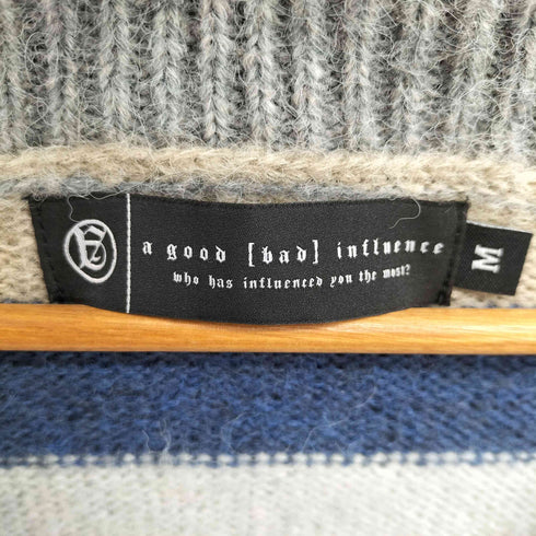 A GOOD BAD INFLUENCE Twisted Collar Multi Border Cardigan メンズ JPN:M