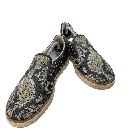 メゾンマルジェラ Maison Margiela 刺繍 レザー切替 スリッポンシューズ メンズ 40