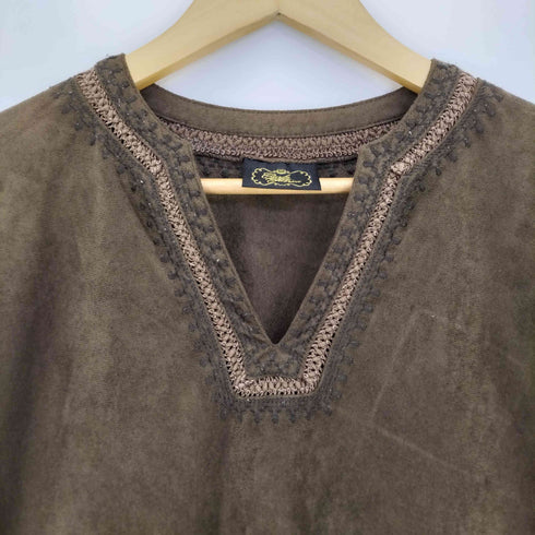カルドファブリカ cardo fabrica スエード刺繍 キーネック ワンピース レディース FREE