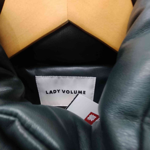 LADY VOLUME フェイクレザー リバーシブル 中綿 ジャケット ブルゾン レディース FREE