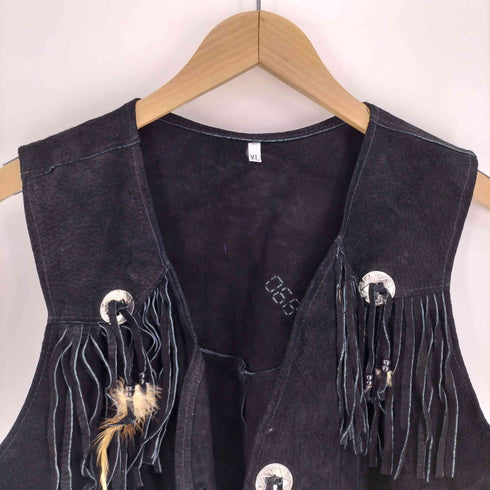 レザー スウェード フリンジ ベスト コンチョ メンズ XL