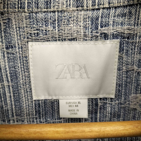 ザラ ZARA テクスチャー ジャガード 半袖 シャツ メンズ import:XL
