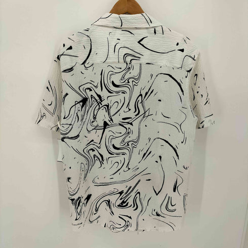 ザラ ZARA REGULAR FIT 総柄 オープンカラー S/S シアサッカー シャツ メンズ import:M