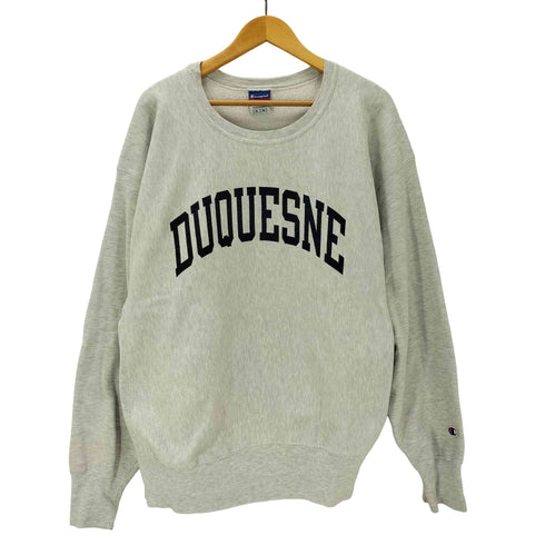 チャンピオン Champion 00S メキシコ製 三色タグ Reverse Weave リバースウィーブ DUQUESNE アーチ プリント カレッジ スウェット トレーナー 袖目付き ビッグサイズ メンズ import:XL
