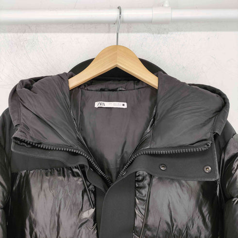 ザラ ZARA コントラスト パフジャケット シャイニー メンズ import:S