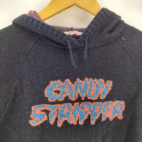 キャンディストリッパー Candy Stripper アーム ファイヤー パターン ロゴ ラメ レーヨン ポリ プルオーバー パーカー レディース JPN:M