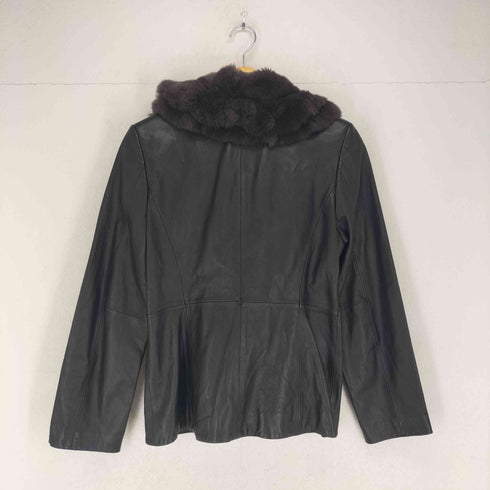 MATU:TA lamb leather blue fox フォックスファーラムレザー3Bテーラードジャケット レディース 13AR