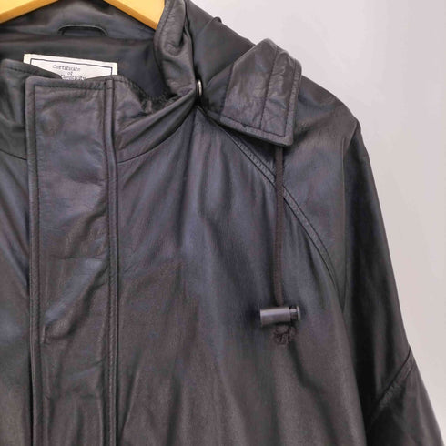 アヴィレックス AVIREX フード付 比翼ジップ レザー ハーフコート メンズ import:L