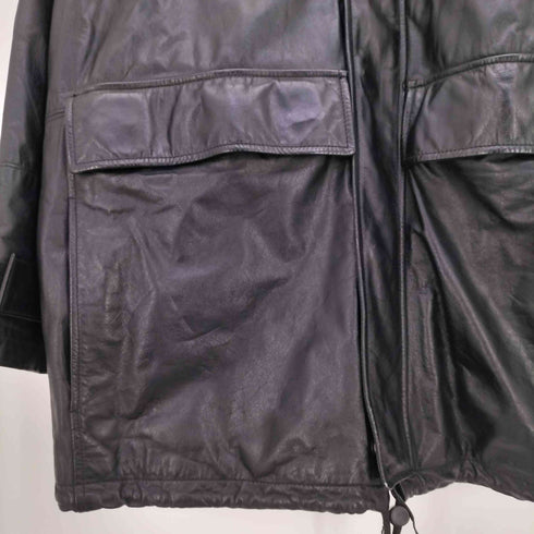 アヴィレックス AVIREX フード付 比翼ジップ レザー ハーフコート メンズ import:L