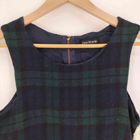 ジェーンマープル JANE MARPLE タータンチェック ノースリーブ ウール ワンピース レディース JPN:M