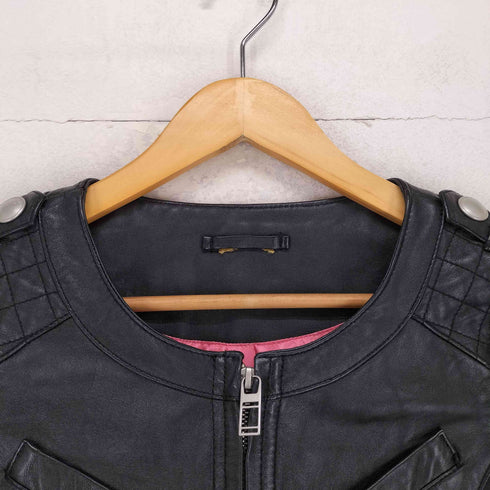 ロイヤルパーティー ROYAL PARTY lamb leather ラムレザーダブルジップノーカラージャケット レディース 36