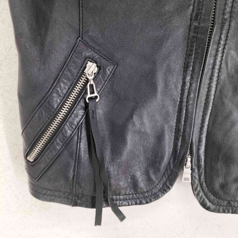 ロイヤルパーティー ROYAL PARTY lamb leather ラムレザーダブルジップノーカラージャケット レディース 36