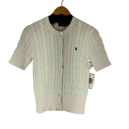 ポロラルフローレン POLO RALPH LAUREN スモールポニー刺繍 S/S ケーブルコットンニットカーディガン レディース import:XS