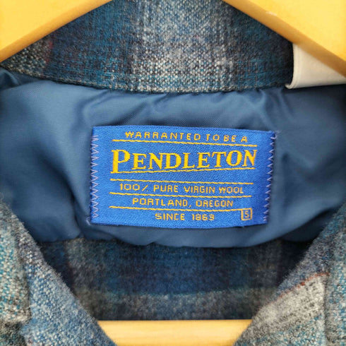ペンドルトン PENDLETON 90S USA製 マドラスチェック フラップポケット 開襟 オープンカラー オンブレ ウール L/S ネルシャツ メンズ import:S