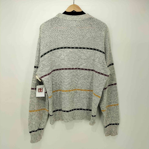 ウールリッチ WOOLRICH 80s USA製 織柄 ボーダー コットンナイロン ニット メンズ import:L