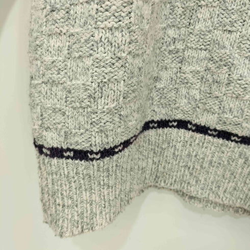 ウールリッチ WOOLRICH 80s USA製 織柄 ボーダー コットンナイロン ニット メンズ import:L