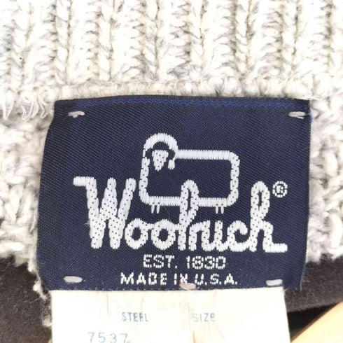 ウールリッチ WOOLRICH 80s USA製 織柄 ボーダー コットンナイロン ニット メンズ import:L