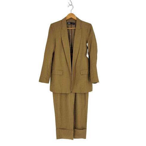 ザラ ZARA レーヨンポリ ボタンレス テーラードジャケット イージーパンツ セットアップ レディース S