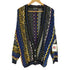 Ellis Island USA製 クレイジーパターン ステッチデザイン 3D ニット カーディガン レディース import:M