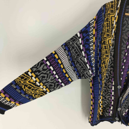 Ellis Island USA製 クレイジーパターン ステッチデザイン 3D ニット カーディガン レディース import:M