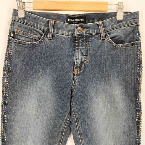 EXPRESSJEANS ビーズ装飾フレアデニムパンツ レディース 7/8