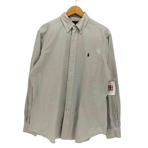 ラルフローレン RALPH LAUREN 90S 香港製 CLASSIC FIT ポニー刺繍 チェック ボタンダウン L/S シャツ メンズ import:M