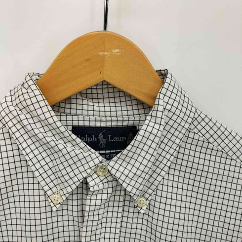ラルフローレン RALPH LAUREN 90S 香港製 CLASSIC FIT ポニー刺繍 チェック ボタンダウン L/S シャツ メンズ import:M