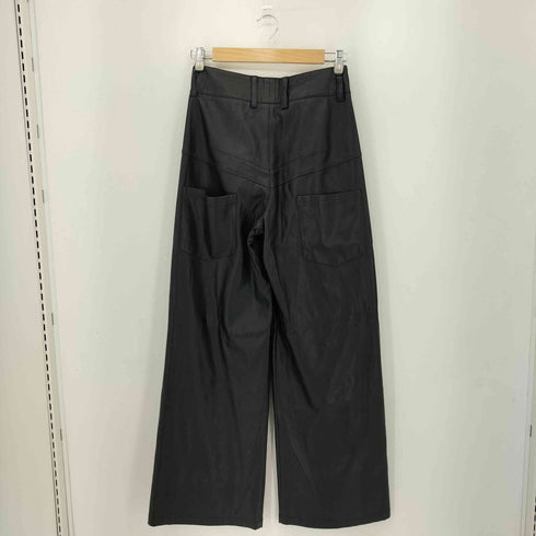 JOHN 2タック フェイクレザー ワイドパンツ レディース S