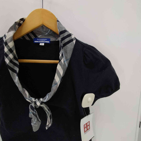 バーバリーブルーレーベル BURBERRY BLUE LABEL 襟ノバチェック ボウタイ S/S フレンチスリーブ ブラウス レディース 38