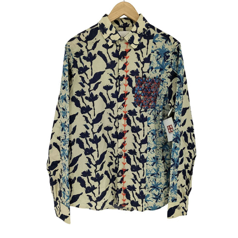 デシグアル Desigual 総柄 ステッチ レギュラーカラーシャツ メンズ import:S