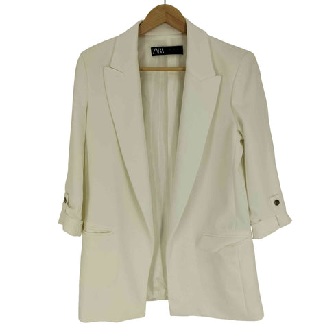 ザラ ZARA ロールアップスリーブ テーラード ジャケット レディース import:M