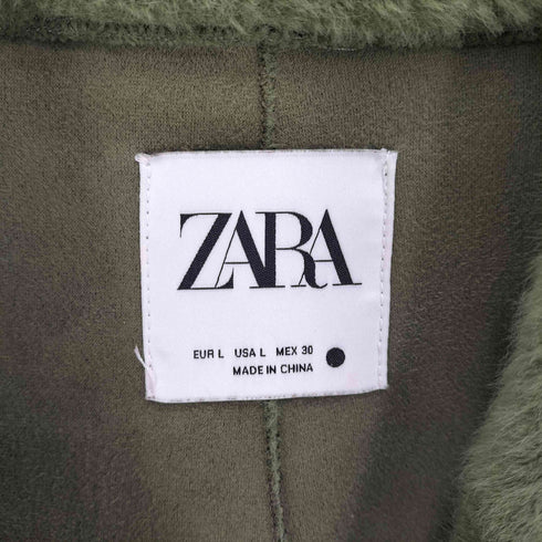 ザラ ZARA ファイクファー ダブルブレスト ロング チェスター コート レディース import:L