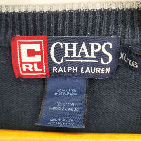 チャップスラルフローレン CHAPS RALPH LAUREN 刺繍ロゴ Vネックニット メンズ import:XL