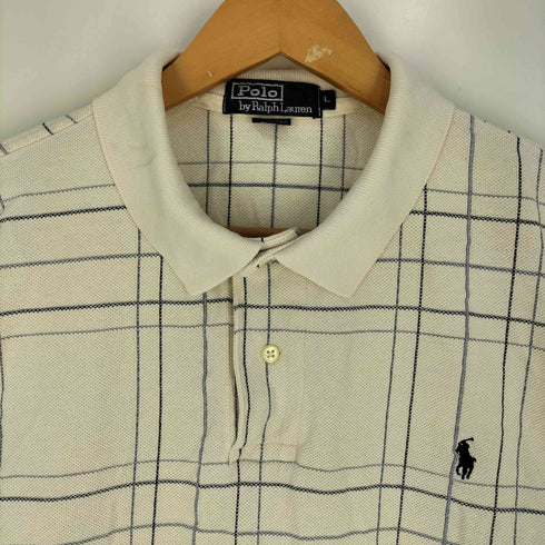 ポロバイラルフローレン Polo by RALPH LAUREN 90S USA製 スモールポニー刺繍 チェック 鹿の子ポロシャツ メンズ import:L