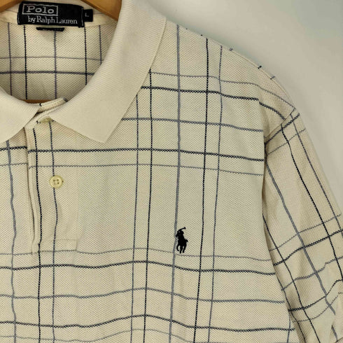 ポロバイラルフローレン Polo by RALPH LAUREN 90S USA製 スモールポニー刺繍 チェック 鹿の子ポロシャツ メンズ import:L