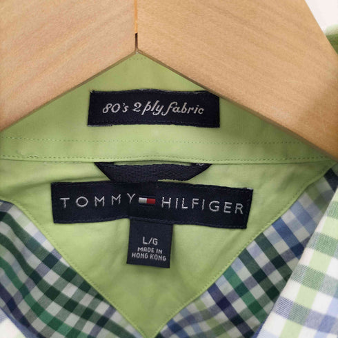 トミーヒルフィガー TOMMY HILFIGER 80’S 2ply fabricギンガムチェック BD半袖シャツ メンズ import:L