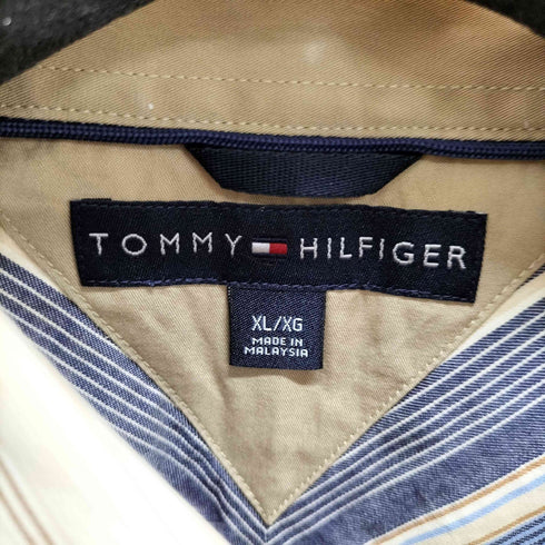トミーヒルフィガー TOMMY HILFIGER ストライプ BD半袖シャツ メンズ import:XL