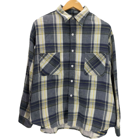 ビッグマック BIG MAC 70S 単色タグ L/S 襟芯 マドラスチェック ヘビー フランネル ボックス シャツ メンズ import:XL