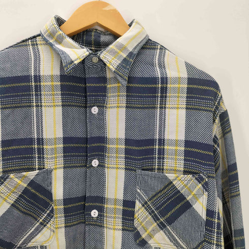 ビッグマック BIG MAC 70S 単色タグ L/S 襟芯 マドラスチェック ヘビー フランネル ボックス シャツ メンズ import:XL