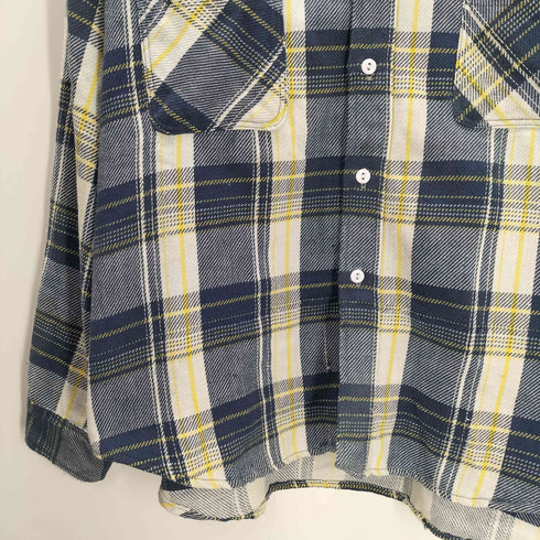 ビッグマック BIG MAC 70S 単色タグ L/S 襟芯 マドラスチェック ヘビー フランネル ボックス シャツ メンズ import:XL